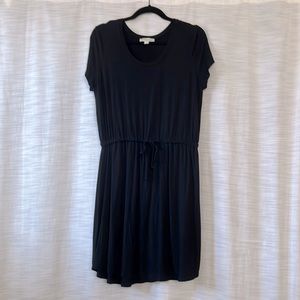 Olive & Oak-XL-Black Jersey Drawstring Waist Dress-Short Sleeve